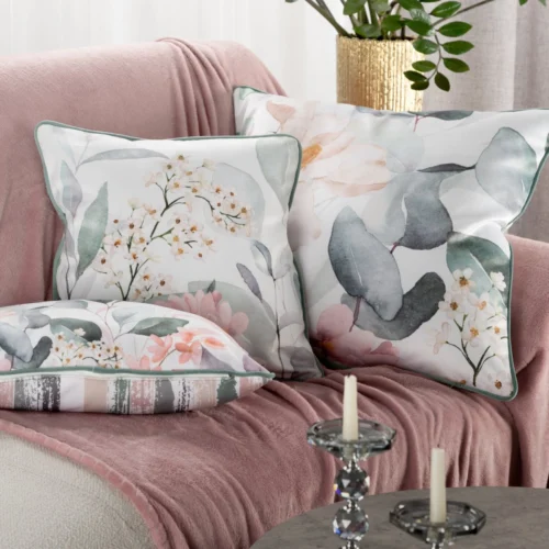 JA152-03e Fluweelen kussenhoes met vulling van bladeren en bloemen JA152A-03