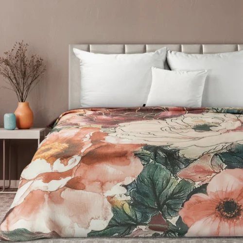 Deken  met bloemenprint K150-02