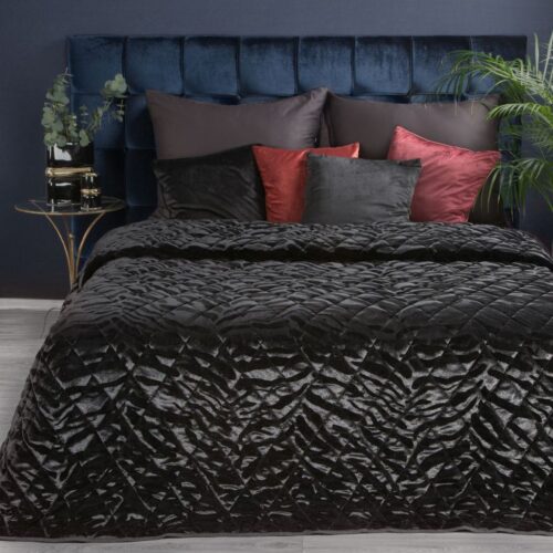 NAB-03 Luxe Velvet Bedsprei Tijger - Zwart