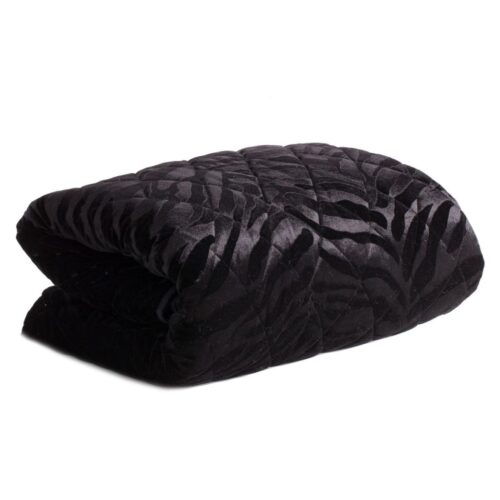 NAB-03c Luxe Velvet Bedsprei Tijger - Zwart