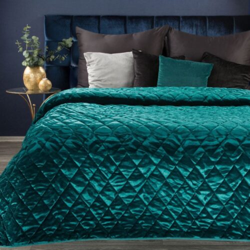 NAB-04 Luxe Velvet Bedsprei Tijger - Turquoise