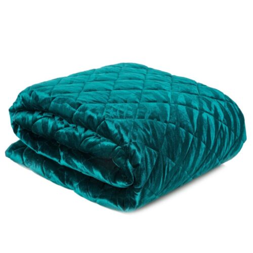 NAB-04c Luxe Velvet Bedsprei Tijger - Turquoise