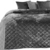Glanzende Bedsprei Velvet Ruit - Donkergrijs