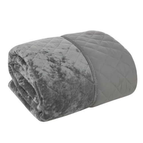 NFE-01c Glanzende Bedsprei Velvet Ruit - Donkergrijs