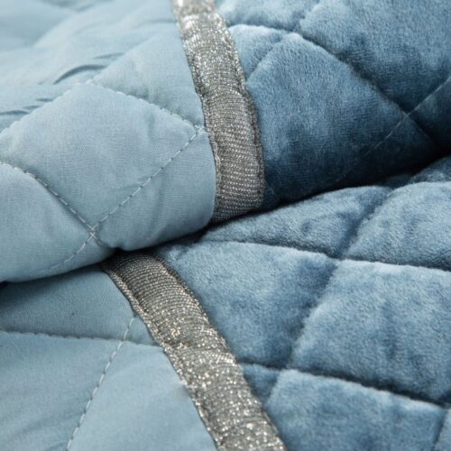 Glanzende Bedsprei Velvet Ruit - Blauw