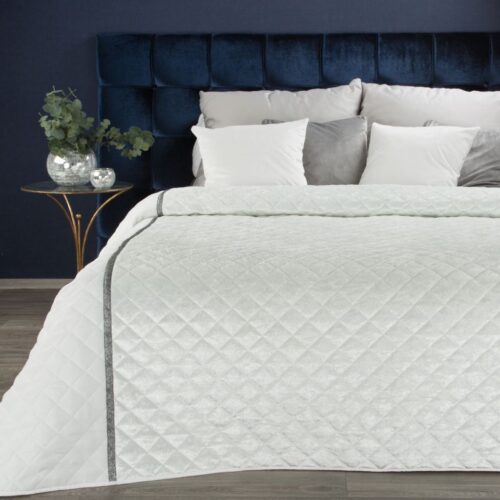 Glanzende Bedsprei Velvet Ruit - Wit