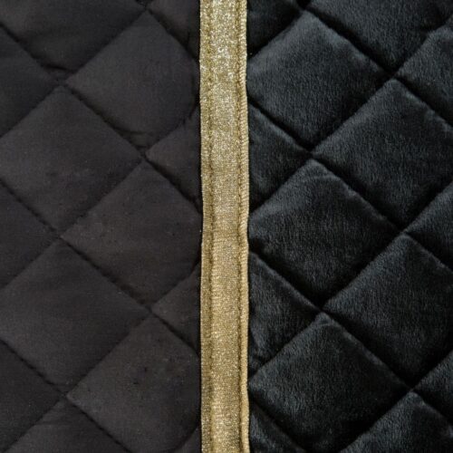 NFE-05a Glanzende Bedsprei Velvet Ruit - Zwart