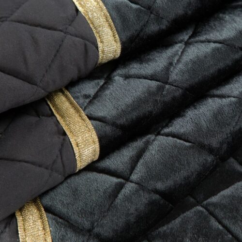 NFE-05b Glanzende Bedsprei Velvet Ruit - Zwart