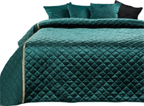 NFE-06 Glanzende Bedsprei Velvet Ruit - Groen