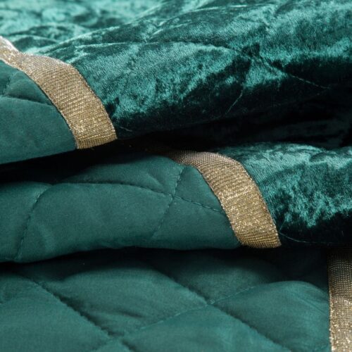 NFE-06b Glanzende Bedsprei Velvet Ruit - Groen