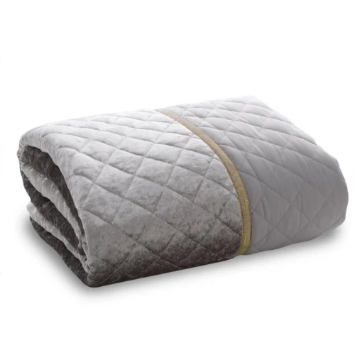 NFE-07a Glanzende Bedsprei Velvet Ruit - Beige