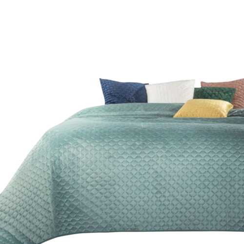 Velvet Bedsprei Honingraat - Zeegroen