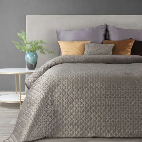 NGM-09 Velvet Bedsprei Honingraat - Taupe