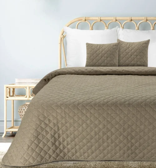 NJA-05 Gewatteerde Bedsprei Linnenlook - Bruin