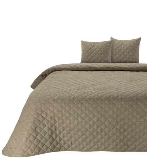 NJA-05e Gewatteerde Bedsprei Linnenlook - Bruin