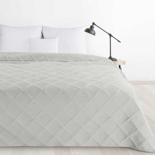 NJH-03 Geometrische Gewatteerde Sprei - Lichtgrijs
