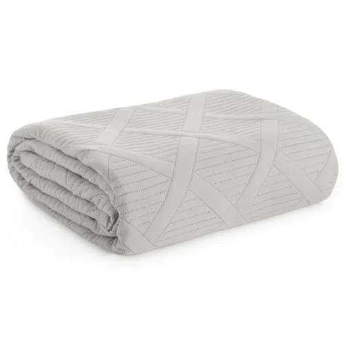 NJH-03a Geometrische Gewatteerde Sprei - Lichtgrijs