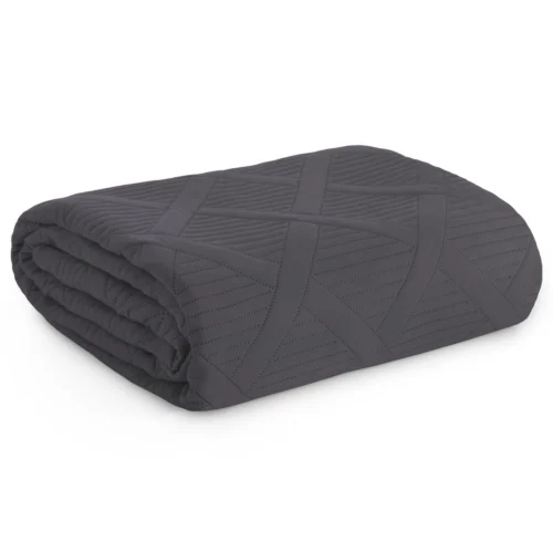 NJH-04a Geometrische Gewatteerde Sprei - Donkergrijs