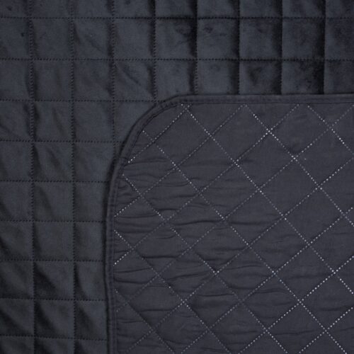 NLO-03a Gewatteerde Velvet Bedsprei met Ruiten - Zwart