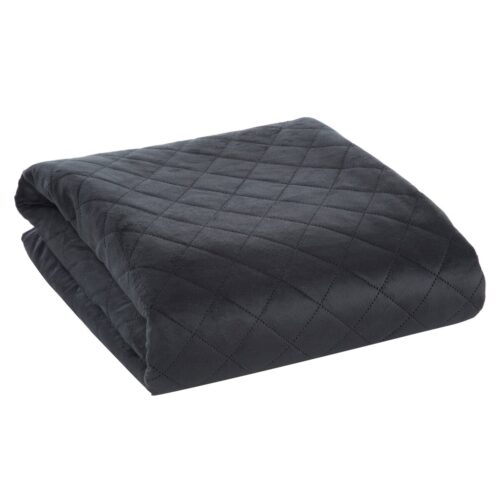 NLO-03b Gewatteerde Velvet Bedsprei met Ruiten - Zwart