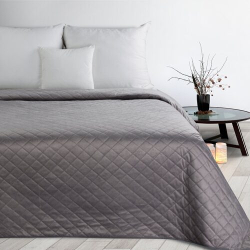 NLO-05 Gewatteerde Velvet Bedsprei met Ruiten - Grijs