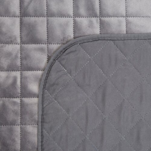 NLO-05a Gewatteerde Velvet Bedsprei met Ruiten - Grijs
