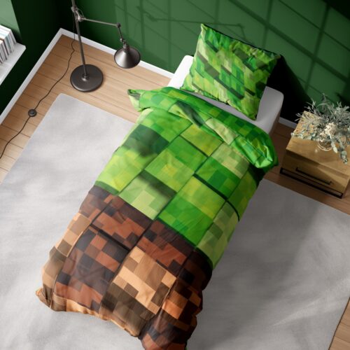 POT-118c Dekbedovertrek van katoen met minecraft print POT-118