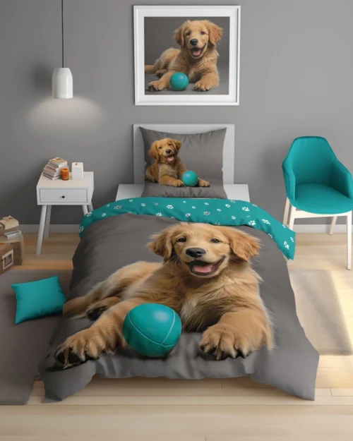 POT-124a Katoenen dekbedovertrek met honden POT-124