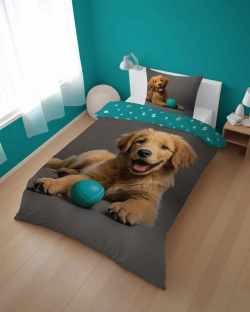 POT-124b Katoenen dekbedovertrek met honden POT-124