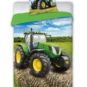 Dekbedovertrek katoenen Tractor groen POW-98