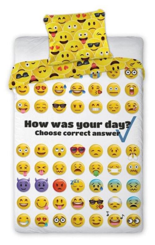 POW-122 Dekbedovertrek van katoen Emoji POW-122