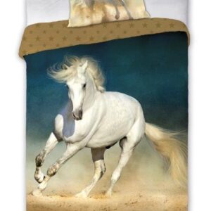 Dekbedovertrek paard wit POW-160