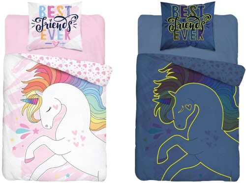 PPE-097a Dekbedovertrek glow in the dark Unicorn 160x200 PPE-97