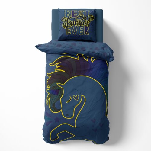 PPE-097e Dekbedovertrek glow in the dark Unicorn 160x200 PPE-97