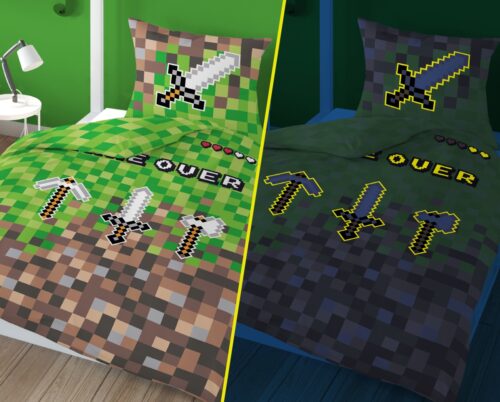 PPE-107d Dekbedovertrek glow in the dark Minecraft 140x200 PPE-107