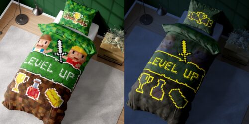 PPE-110a Dekbedovertrek Glow in the Dark Minecraft 140x200 PPE-110