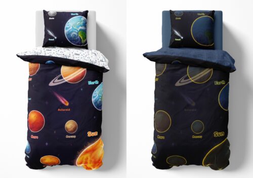 PPE-116b Dekbedovertrek glow in the dark Zonnestelsel 160x200 PPE-116