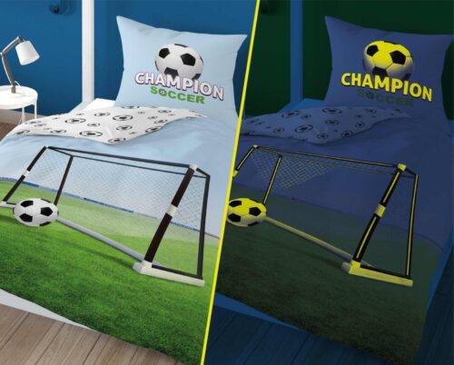 PPE-122c Dekbedovertrek glow in the dark Voetbal 160x200 PPE-122