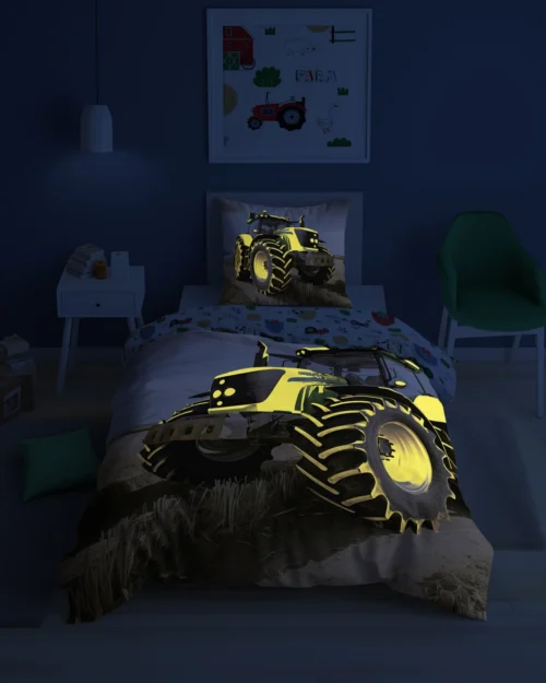 PPE-126c Dekbedovertrek Glow in the Dark Tractor PPE-126