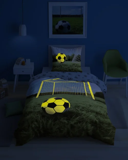 PPE-129c Dekbedovertrek Glow in the Dark Voetbal 160x200 PPE-129