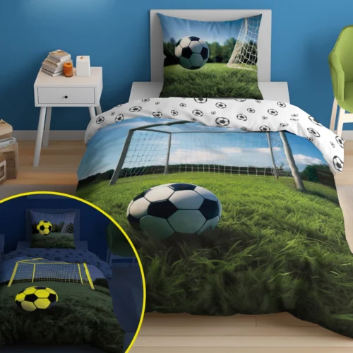 PPE-129d Dekbedovertrek Glow in the Dark Voetbal 160x200 PPE-129
