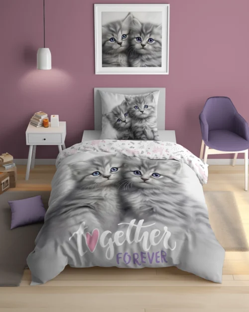 PPE-130b Dekbedovertrek glow in the dark Kittens 160x200 PPE-130