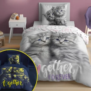 Dekbedovertrek glow in the dark Kittens 160x200 PPE-130