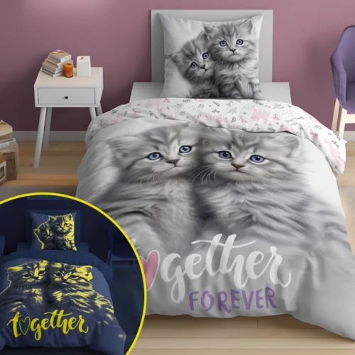 PPE-130d Dekbedovertrek glow in the dark Kittens 160x200 PPE-130