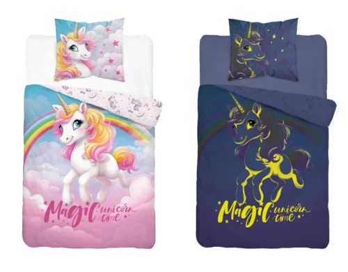PPE-132a Dekbedovertrek Glow in the Dark Unicorn 160x200 PPE-132