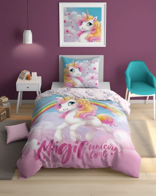 PPE-132b Dekbedovertrek Glow in the Dark Unicorn 160x200 PPE-132