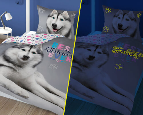 PPE-55b Dekbedovertrek glow in the dark husky 140x200 PPE-55