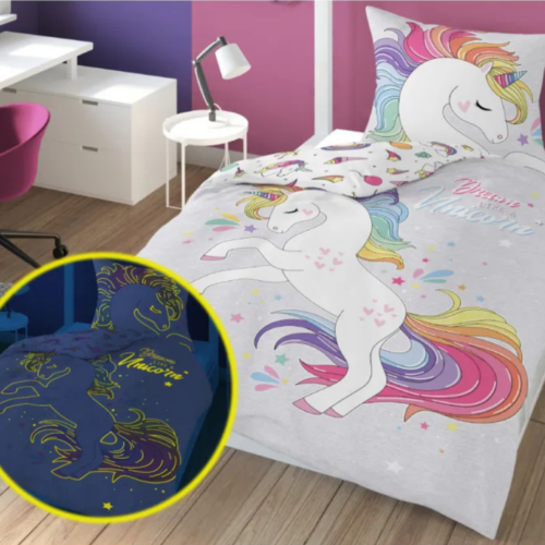PPE52 Dekbedovertrek Glow in the Dark Unicorn 160x200 PPE-52