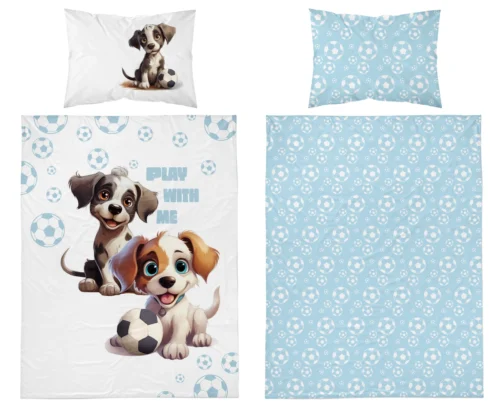 PPG-118b Dekbedovertrek katoen puppies kleine voetballers PPG-118