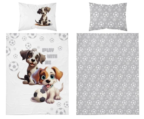 PPG-119b Dekbedovertrek katoen puppies kleine voetballers PPG-119